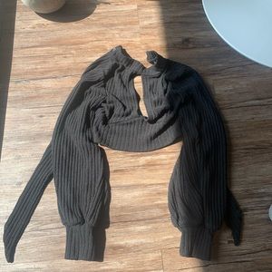 Fashion nova black long sleep cropped top xs